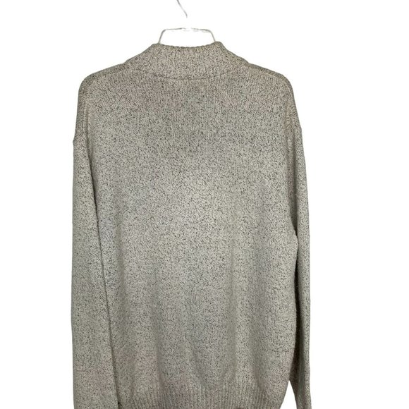 Chaps Mens Cream and Brown Tweed Knit Sweater with 1/4 Zipper Size XL/T Academia - Picture 2 of 12